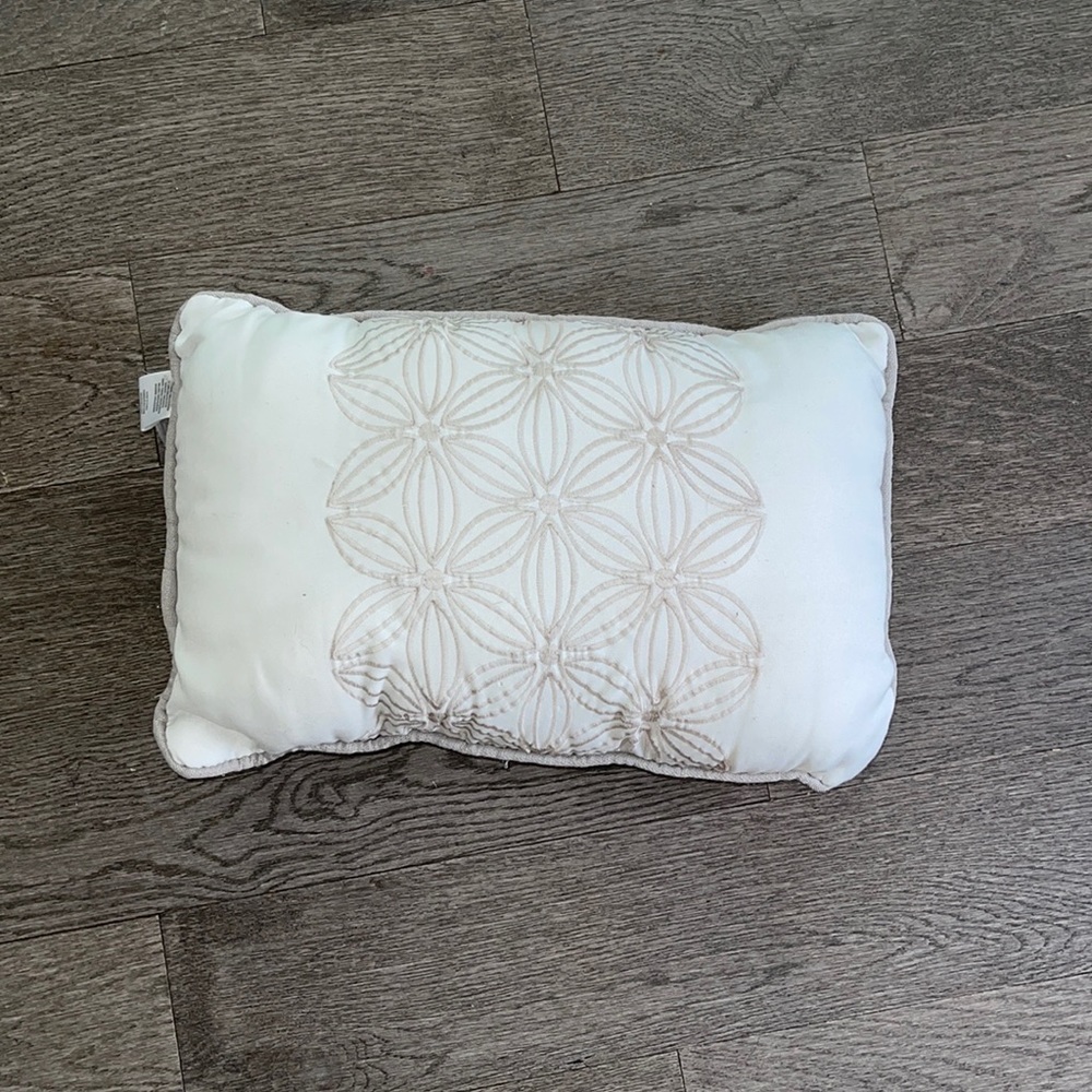White & Beige Accent Pillow
